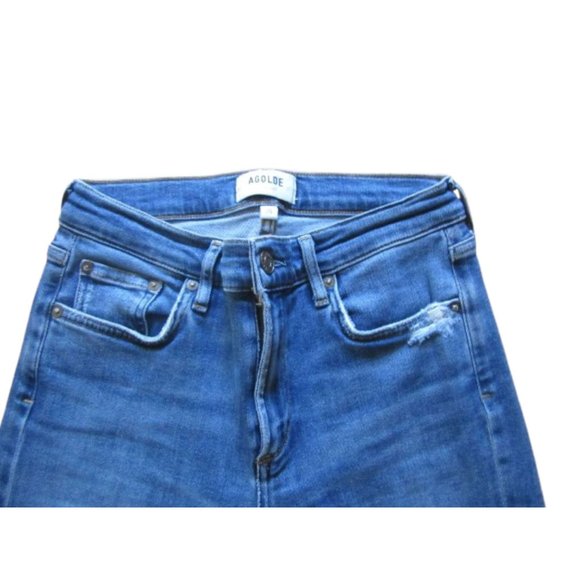 Agolde Sophie High-Rise Skinny Jeans Size 26 Distressed Detail Blue Denim Womens - Picture 3 of 6